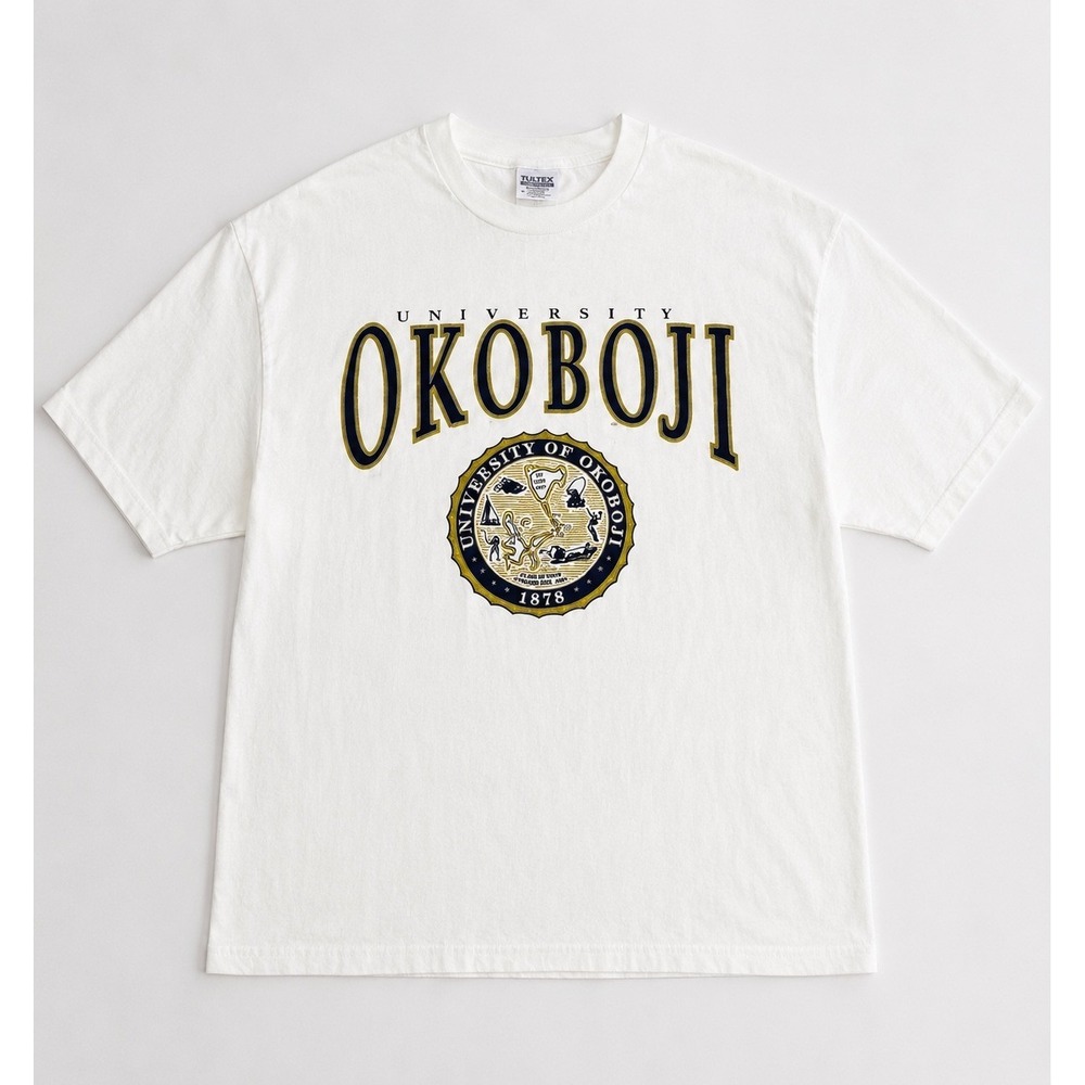 Tultex University of Okoboji Graphic T-Shirt Mens XL White Iowa Souvenir Tee